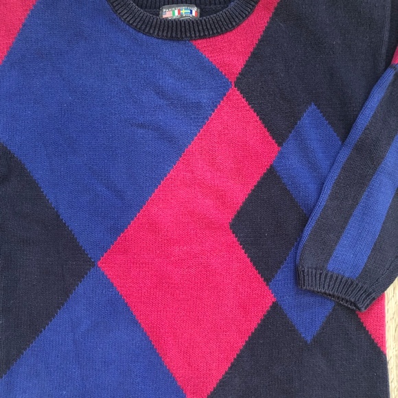 VTG 80s Paris Sport Club Shoulder Pads Sweater - Picture 2 of 3